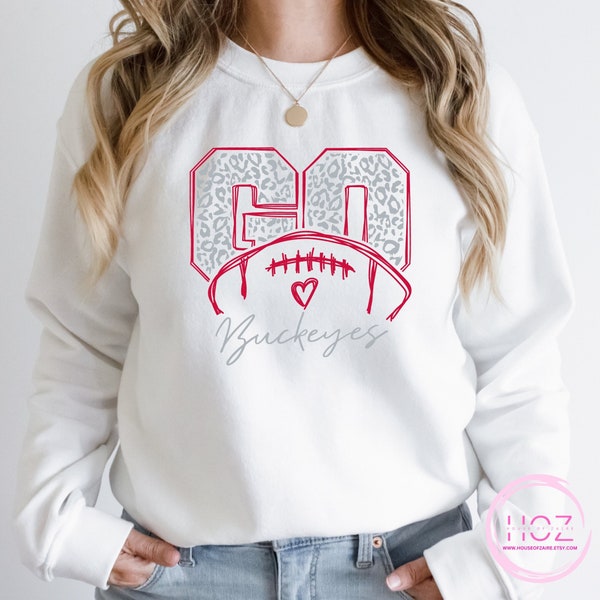 Cute Go Buckeyes Football sweatshirt, Ohio Buckeyes sweatshirt, Ohio State Sweatshirt, womens football sweatshirt, Buckeyes cheetah print