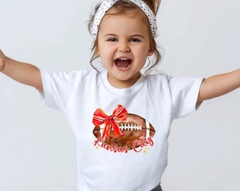 Kids Kansas City Football T-shirt, Coquette Football Shirt