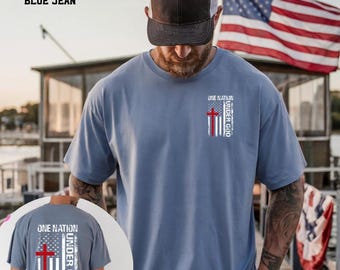 Men&#39;s Flag tshirt, Father&#39;s Day gift, Veteran shirt, Military shirt, Christ follower, Baptism Gift, Men&#39;s Cross shirt, Church shirt, America
