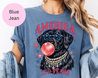 Women's Black Labrador Patriotic Shirt, Retriever American Pride, 250 Shirt