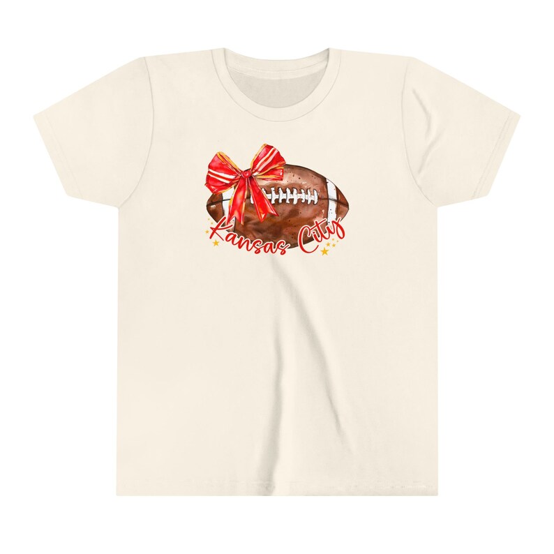 Kids Kansas City Football T-shirt, Coquette Football Shirt image 3