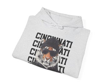 Custom Football Hoodie, Cincinnati Football sweatshirt, Game Day Hoodie, Tiger Sunglasses