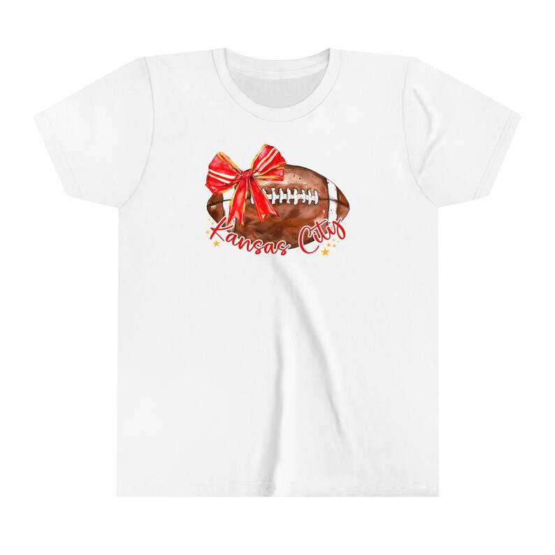 Kids Kansas City Football T-shirt, Coquette Football Shirt image 4