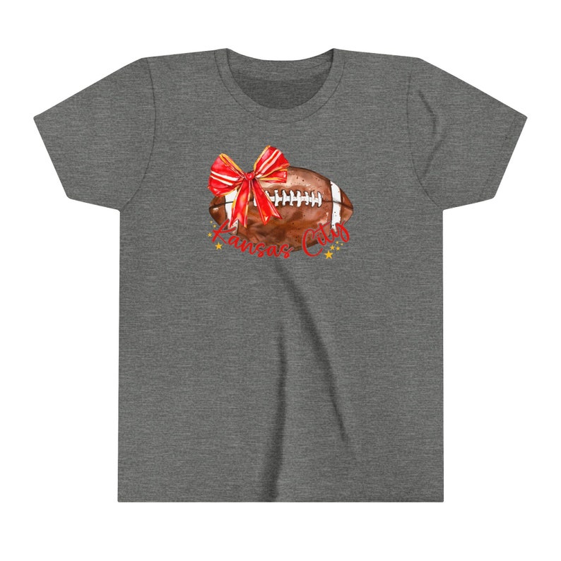 Kids Kansas City Football T-shirt, Coquette Football Shirt image 5