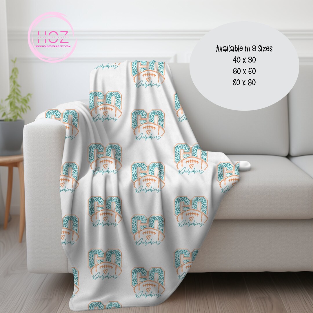 Gift for Dolphins Fan, Football Watching Blanket, Soft Plush Dolphins