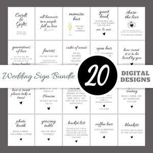 Minimalistic Wedding Signage, Instant Download Wedding Signs, Printable Modern Wedding Sign Set, Contemporary Wedding Bundle