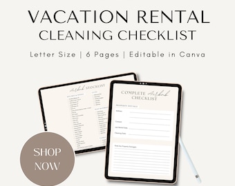 Airbnb Cleaning Checklist, Editable Vacation Rental Stocklist, Printable Home Tasks Checklist, Digital Download