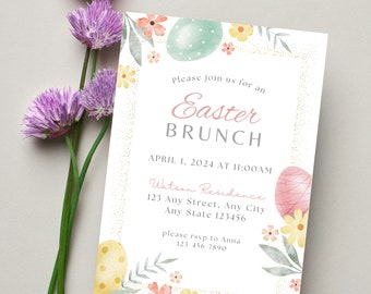 Editable Easter Brunch Invitation Template (Digital Download)