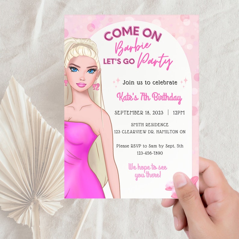 Editable Barbie Birthday Party Invitation Hot Pink Malibu Etsy Canada