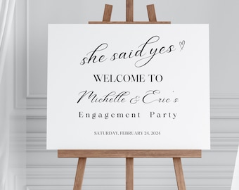 Modern Engagement Party Sign, Minimalist Welcome Sign, Editable Welcome to Our Engagement Poster, Elegant She Said Yes Celebration Board