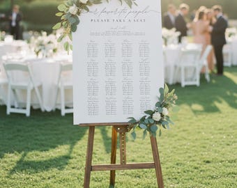 Elegant Wedding Seating Chart Template, Modern Script Reception Sign, Minimalist Table Plan Poster, DIY Editable Digital Download, 3 Sizes