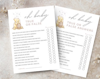 Classic Winnie the Pooh Baby Shower Games, Storybook Gender Neutral Party Activity, Editable Game Card Template, Instant Download DIY