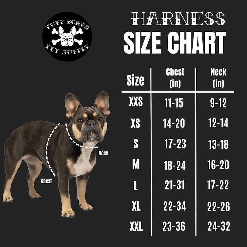 Traditional Tattoo Black Adjustable Tuff Bones Pet Supply Dog Harness image 10