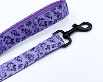 Lilac Purple Traditional Tattoo Tuff Bones Pet Supply Dog Leash