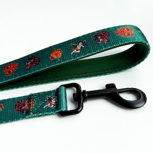 Valentine Traditional Tattoo Emerald Adjustable Tuff Bones Pet Supply Dog Leash