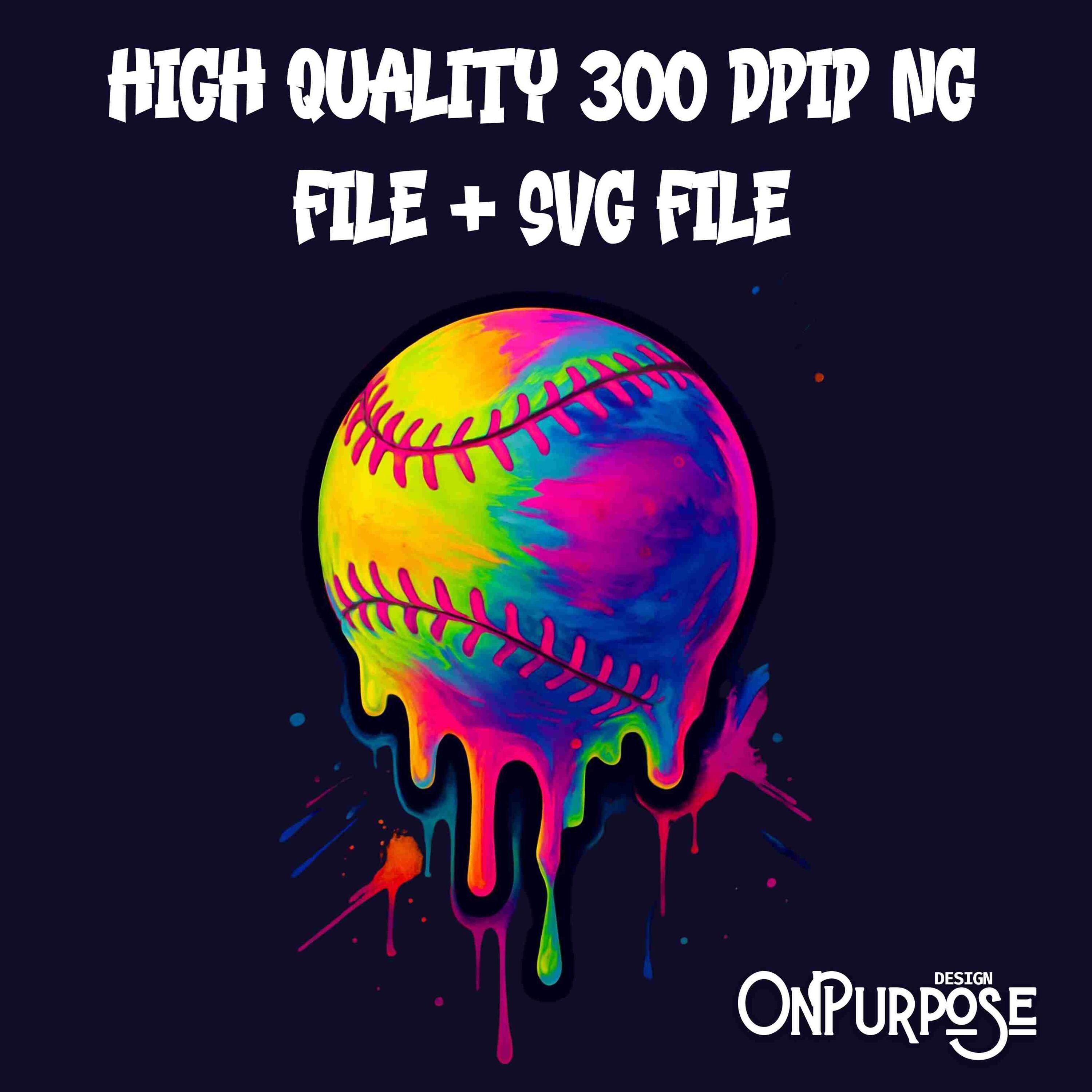 Neon Softball Drip SVG PNG: Colorful Splatter Design (digital File) - Etsy