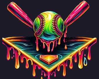 Background Softball  Grunge | Splash Frame | Distressed Print Softball Splatter Background | Sport Background | Ball Frame | Sublimation PNG