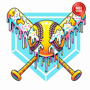 Goteo de helado de sóftbol PNG: Diseño del plato de home (descarga digital)