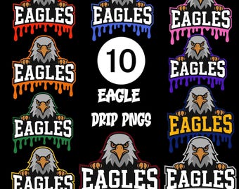 Eagles Drip PNG Bundle: School Spirit Mascot Designs (Digital Download