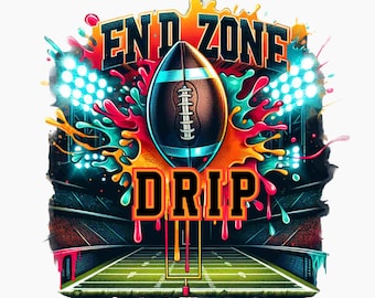 End Zone Drip Football PNG: Game Day Design (Digital Download)