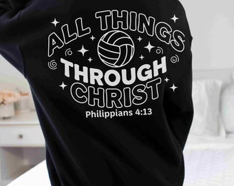 Volley-ball chrétien PNG SVG | Écritures de Philippiens 4:13 (téléchargement numérique)