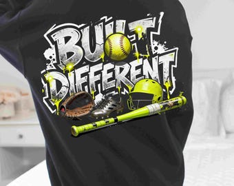 Built Different Softball PNG, 300 DPI Instant Digital Download)