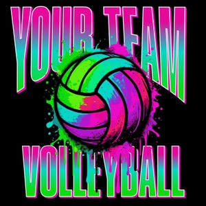PNG personalizado de time de vôlei neon: design de grafite com efeito de gotejamento (download digital)