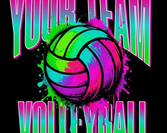 Équipe de volley-ball néon personnalisée PNG : design graffiti goutte à goutte (téléchargement numérique