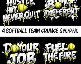 Softbalteam graffiti-ontwerp (digitale png/svg-bestanden)