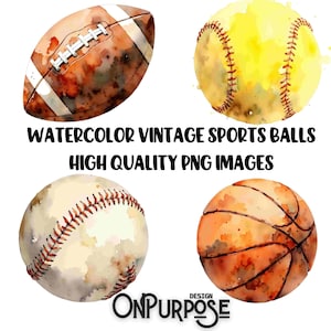 Vintage Sportball PNG-Bundle: Retro Sublimationsdesigns (Digitaler Download)
