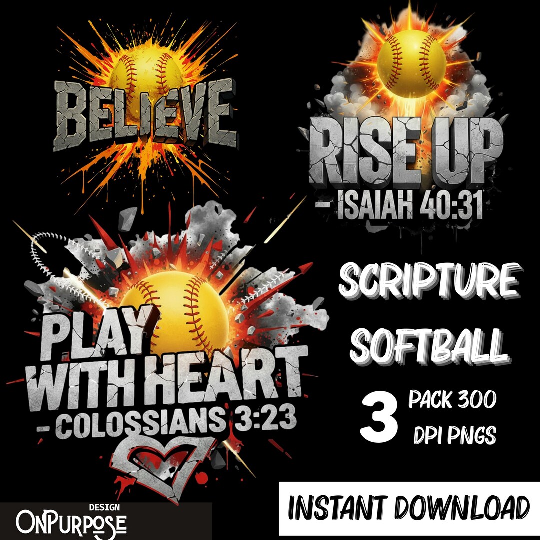 Christian Softball Scripture PNG Bundle, Athlete Design (digital ...