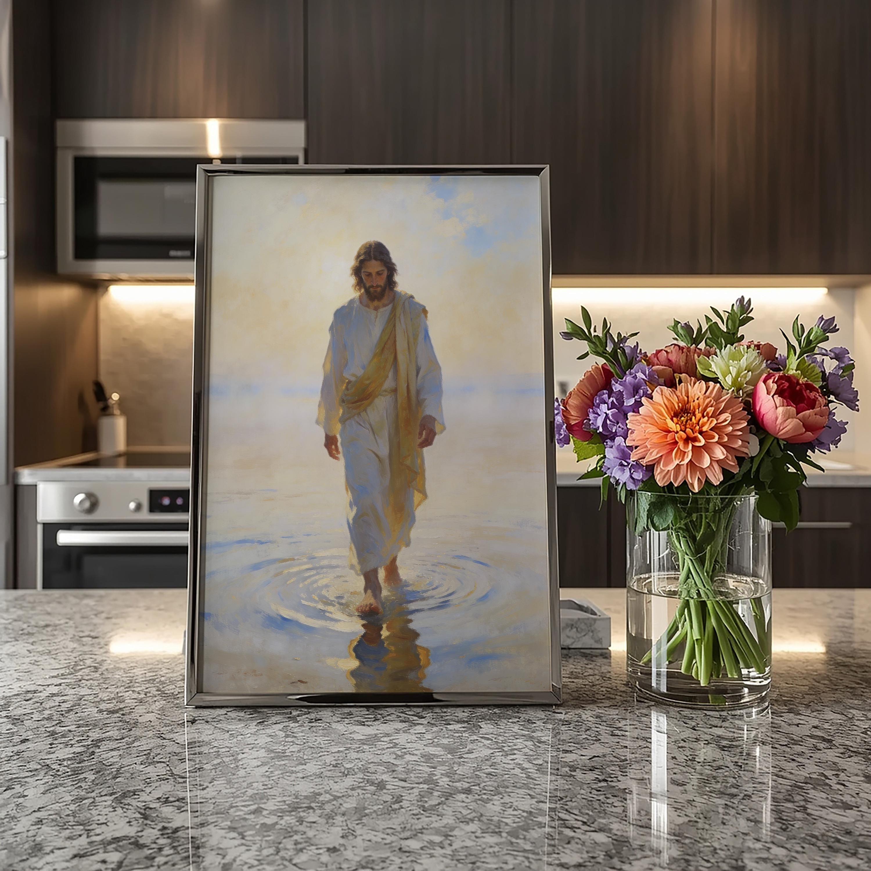Jesus Walking on Water Print - Christian Digital Wall Art - Etsy