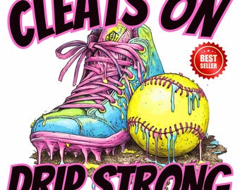 Softball Drip PNG: Ice Cream Cleats Sublimation Design (Digital Download)
