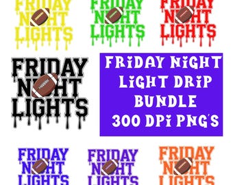 Friday Night Lights Football PNG Bundle: Team Colors, Drip Design (Digital Download