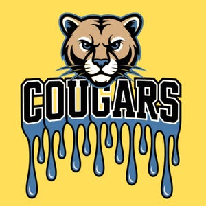 Cougars mascotte druppeleffect ontwerp: schoolgeest png SVG (digitale download)