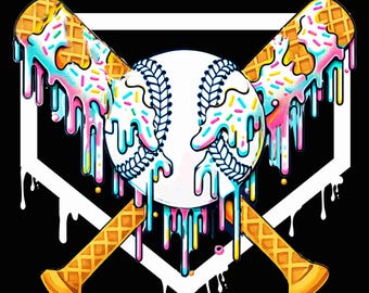 Baseball Drip PNG: Glassträfflor, Home Plate Design (digital nedladdning)