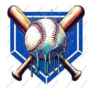 Baseball Ice Cream Drip PNG SVG: Home Plate Design (Digital Download)