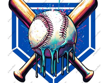 Baseball Ice Cream Drip PNG SVG: Home Plate Design (Digital Download)