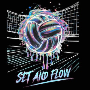 Gotejamento de Vôlei PNG: Conjunto Neon e Gráfico de Fluxo (Download Digital)
