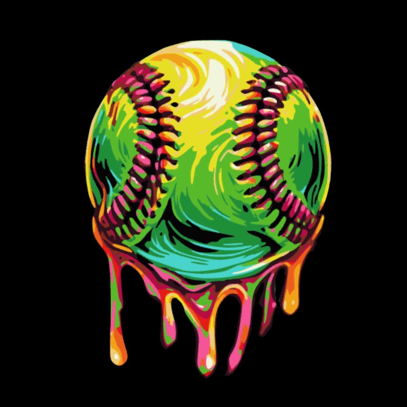 Neon Drip Softball PNG: Sublimation Design for T-shirts (digital ...