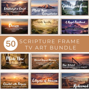 Scripture Frame TV Art: Scenic Bible Verses (50 Digital Images)