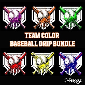 Team Colors Baseball Drip PNG Bundle: Sublimation Graphics (Digital Download)