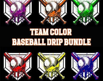Team Colors Baseball Drip PNG Bundle: Sublimation Graphics (Digital Download)