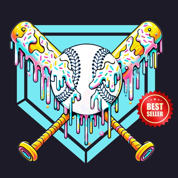 Baseball Ice Cream Drip PNG SVG: Home Plate Design (Digital Download)