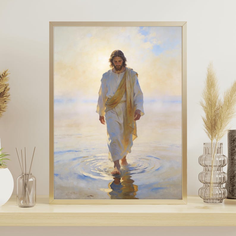Jesus Walking on Water Print - Christian Digital Wall Art - Etsy