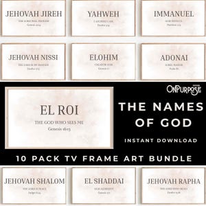 Names of God Frame TV Art: Neutral kristen dekor (digital nedladdning)