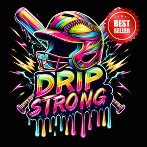 SOFTBOL DRIP Fuerte PNG, Softbol Drip png, Camiseta de Softbol, Mamá de Softbol, Sublimación, Goteo de Helado, Día de juego de Softbol