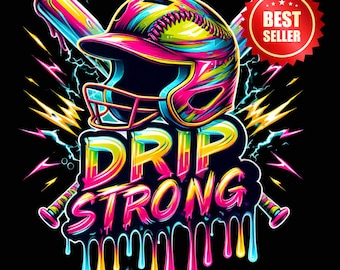 Softball Drip PNG: Neon Graffiti Design (Digital Download)