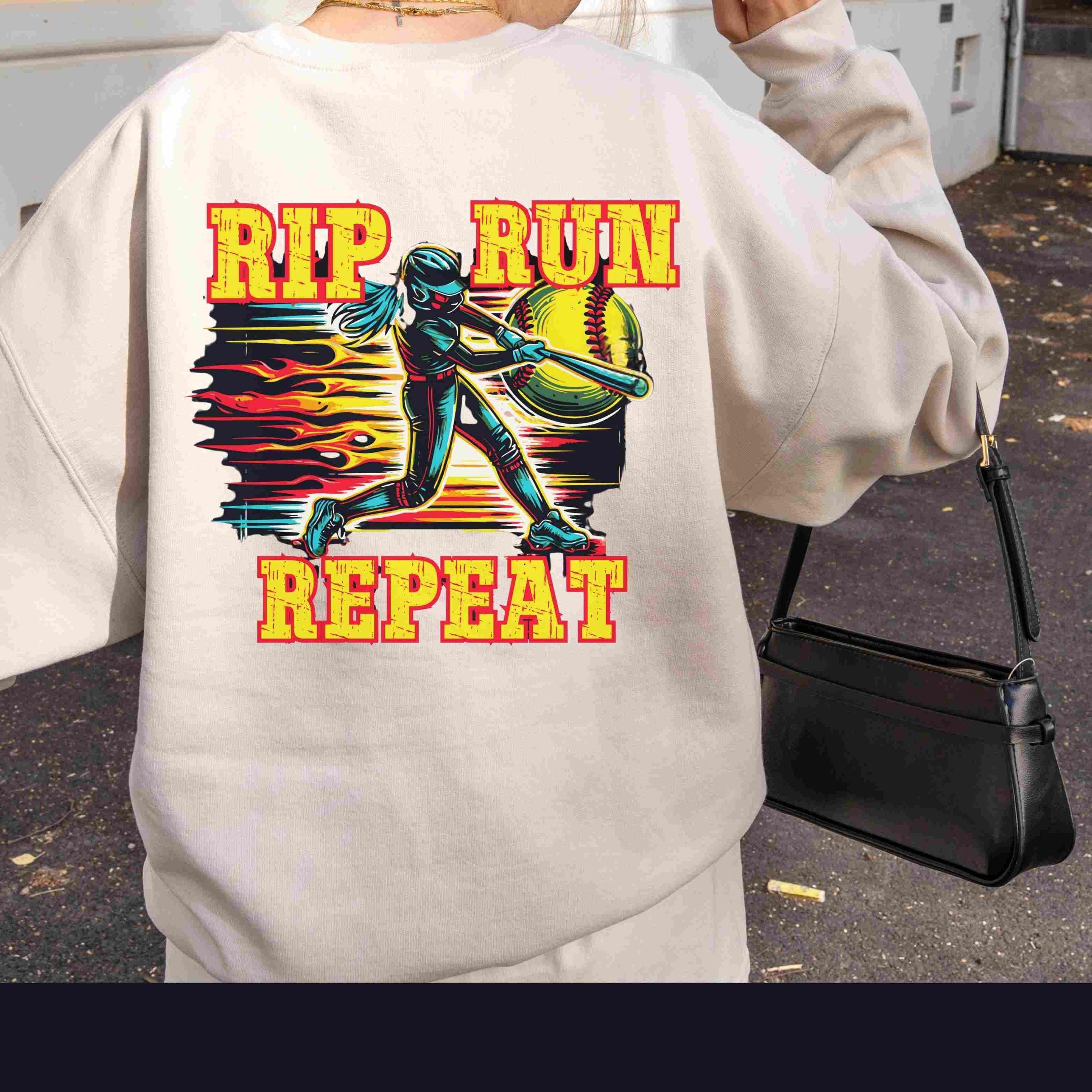 Fiery Softball Player PNG, Rip. Run. Repeat. (digital Download) - Etsy