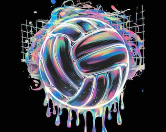 Image PNG pour le volley-ball néon : effet de peinture (téléchargement numérique)